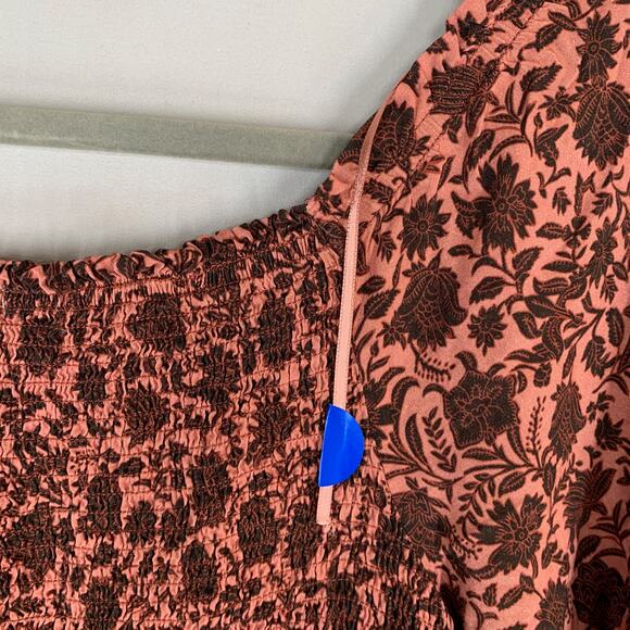 Faherty Susanna Smocked Dress Montserrat Floral Women XS Mauve BrownLongsleeve - Picture 14 of 15